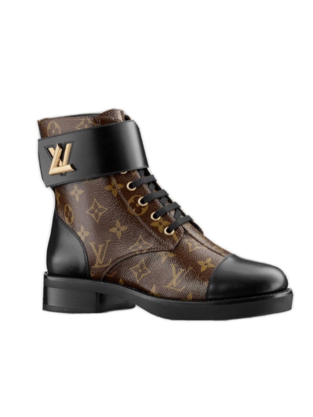 Louis Vuitton Wonderland Flat Ranger Boots 38 in Monogram Canvas/Black Leather